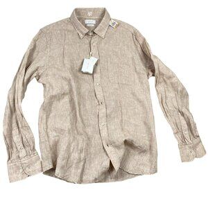 Porten & Ash Women's 100% Linen Long Sleeve Shirt Size XL Beige